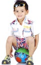Boy sitting on the ball Royalty Free Stock Photo