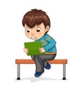 Boy Sitting in Bench Playing Vector Illustration Royalty Free Stock Photo