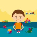 Boy sitting on floor with toys Royalty Free Stock Photo