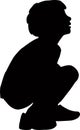 A boy sitting and looking, black color silhouette