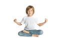 Boy sitting. Yoga. Lotus Position. Royalty Free Stock Photo