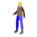 Boy skate icon isometric vector. Ice rink