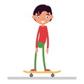 The boy on skateboard, flat vector