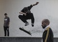 Boy skateboarding in Barcelona