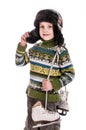 Boy with skates, insulated background