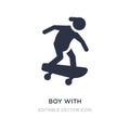boy with skatingboard icon on white background. Simple element illustration from Sports concept Royalty Free Stock Photo