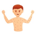 Boy skin rash icon, cartoon style