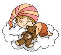 Boy Sleep Soundly Color Illustration Design