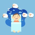 Boy sleeping,counting sheep to fall asleep Royalty Free Stock Photo