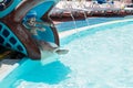 A boy slides on a water slide into the pool Royalty Free Stock Photo