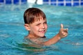 Boy smiling in swimming pool Royalty Free Stock Photo