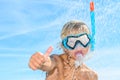 Boy with snorkel and diving mask Royalty Free Stock Photo