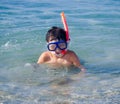 Boy with snorkel mask