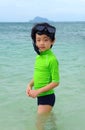 Boy with snorkeling gear Royalty Free Stock Photo