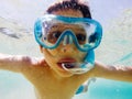 Boy snorkeling under water Royalty Free Stock Photo