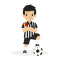 Boy in Soccer Referee Jersey Cartoon Vector