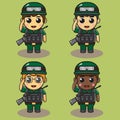 Vector illustrations Boy Soldier Character Saluting Royalty Free Stock Photo