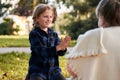 Boy spending time together with her granny Royalty Free Stock Photo