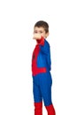 Boy in spider costume showing fist hand