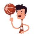 Boy spinning basketball ball on finger illustration cartoon character