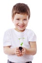 Boy with sprouts in hands Royalty Free Stock Photo