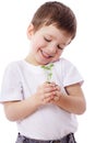 Boy with sprouts in hands Royalty Free Stock Photo