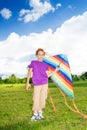 Boy stand with kite Royalty Free Stock Photo