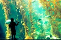Boy standing and admiring kelp forest Royalty Free Stock Photo