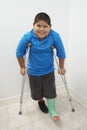 Boy Standing With Crutches Royalty Free Stock Photo