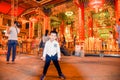 A boy standing at Dragon Temple Kammalawat,on February 09, 2013 in Yaowarat Road Bangkok, Thailand