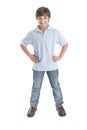 Boy Standing With Hands On Hip Against White Background Royalty Free Stock Photo