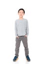 Boy standing over white background