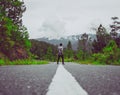 Boy standing in the road Royalty Free Stock Photo