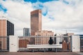 Boy standing on top of the roof Royalty Free Stock Photo