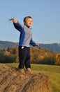 Boy starting small plane model Royalty Free Stock Photo