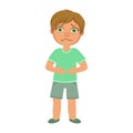 Boy With Stomach Cramps,Sick Kid Feeling Unwell Because Of The Sickness, Part Of Children And Health Problems Series Of