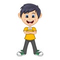 Boy stood with folded arms Cartoon