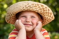 Boy in a straw hat Royalty Free Stock Photo