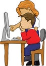 A boy student in front of a computer