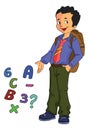 Boy Student Learning Math, illustration Royalty Free Stock Photo