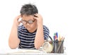 Boy student stressed by the study isolated Royalty Free Stock Photo