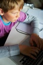 Boy Studying Using Laptop Royalty Free Stock Photo
