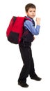 Boy in suit with backpack