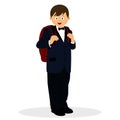 A boy in a suit. Schoolboy with a schoolbag.