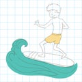 Boy surfing. Vector illustration decorative design Royalty Free Stock Photo