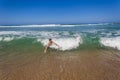 Boy Swim Shorebreak Wave Royalty Free Stock Photo