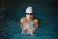Boy swimming breaststroke closeup Royalty Free Stock Photo