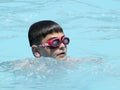 Boy in swimming in the pool Royalty Free Stock Photo