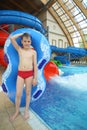 Boy with swimming toy