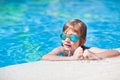 Boy at swimmingpool Royalty Free Stock Photo